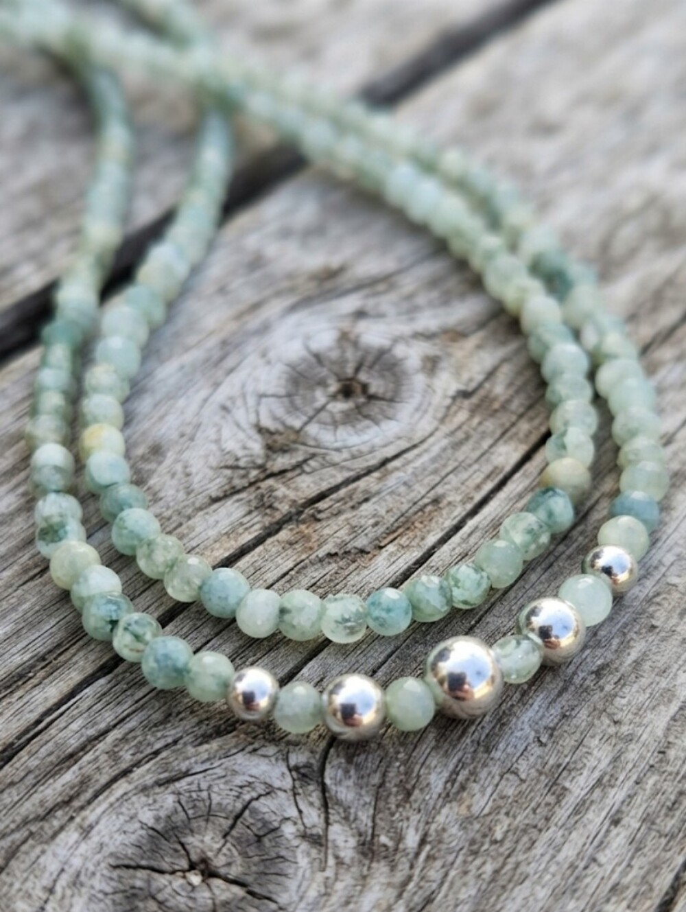 Sterling Silver Aquamarine Necklace Set Of 2